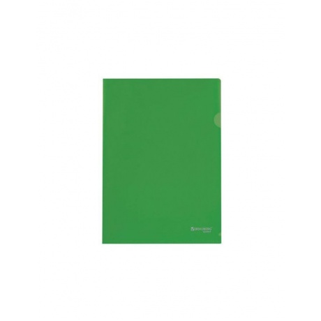 Папка-уголок жесткая, непрозрачная BRAUBERG, зеленая, 0,15 мм, 224881, (40 шт.) - фото 2