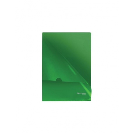 Папка-уголок жесткая, непрозрачная BRAUBERG, зеленая, 0,15 мм, 224881, (40 шт.) - фото 3