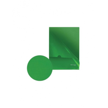 Папка-уголок жесткая, непрозрачная BRAUBERG, зеленая, 0,15 мм, 224881, (40 шт.) - фото 5