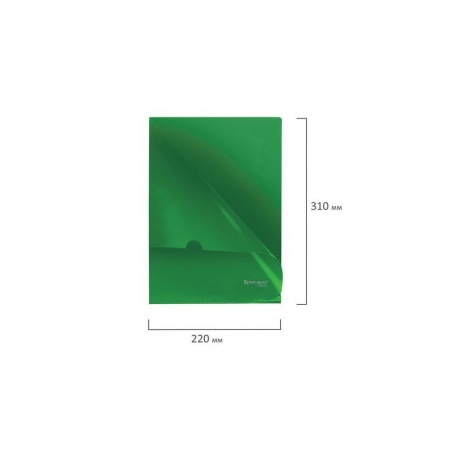 Папка-уголок жесткая, непрозрачная BRAUBERG, зеленая, 0,15 мм, 224881, (40 шт.) - фото 7