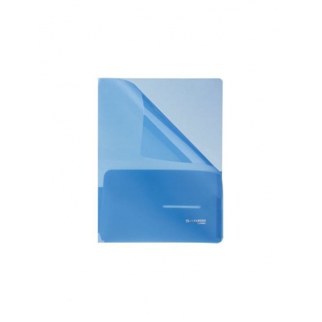 Папка-уголок с 2 карманами BRAUBERG, синяя, 0,18 мм, 224883, (15 шт.) - фото 2
