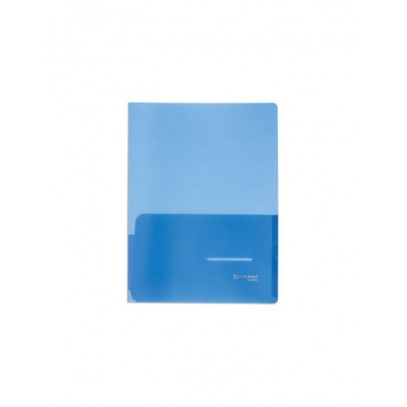 Папка-уголок с 2 карманами BRAUBERG, синяя, 0,18 мм, 224883, (15 шт.) - фото 3