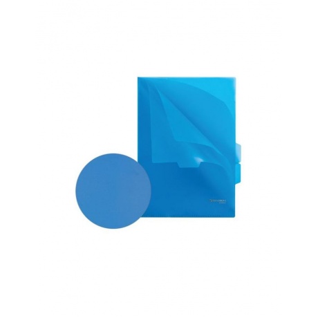 Папка-уголок с 3 отделениями, жесткая, BRAUBERG, синяя, 0,15 мм, 224885, (10 шт.) - фото 5