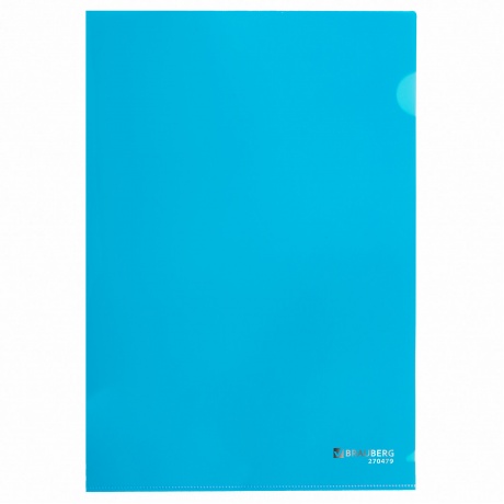 270479, (цена за 15 шт.) Папка-уголок плотная BRAUBERG SUPER, 0,18 мм, синяя, 270479 - фото 2