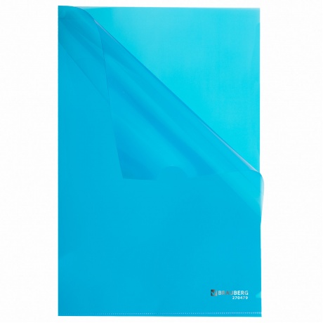 270479, (цена за 15 шт.) Папка-уголок плотная BRAUBERG SUPER, 0,18 мм, синяя, 270479 - фото 3