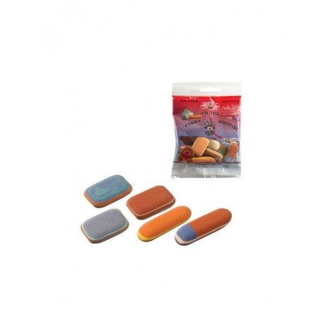 Резинки стирательные KOH-I-NOOR, набор 50 г, цвет и форма ассорти, европодвес, 6510005010PSRU, (5 шт.) - фото 1