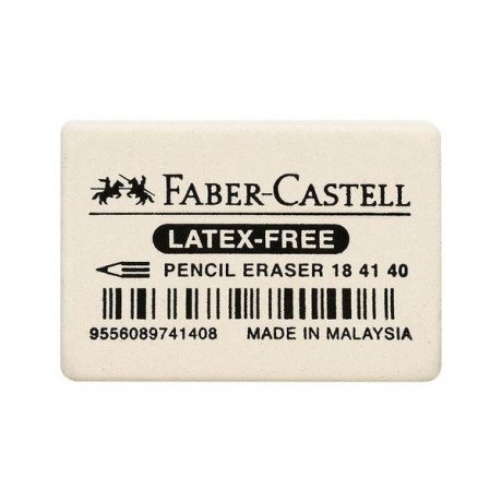 Ластик FABER-CASTELL Latex-Free, 37*25*7мм, белый, прямоугольный, синтет.каучук (40 шт.)  - фото 1