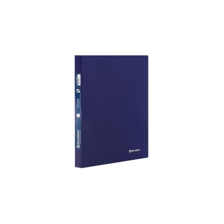 Папка с боковым металлическим прижимом и внутренним карманом BRAUBERG Диагональ, темно-синяя, до 100 листов, 0,6 мм, 221357, (8 шт.) - фото 1
