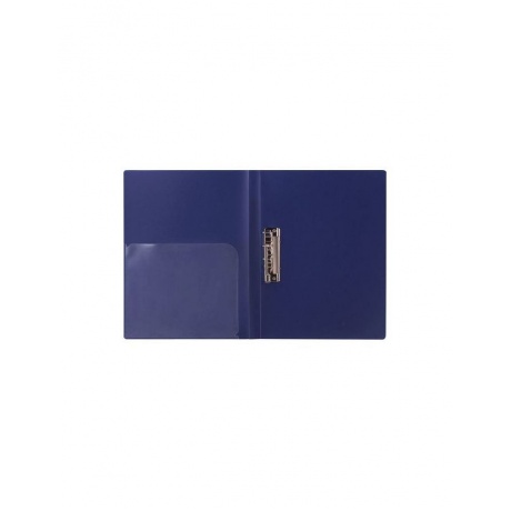 Папка с боковым металлическим прижимом и внутренним карманом BRAUBERG Диагональ, темно-синяя, до 100 листов, 0,6 мм, 221357, (8 шт.) - фото 3