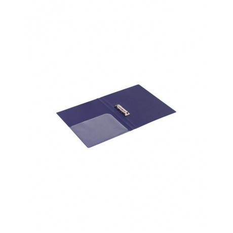 Папка с боковым металлическим прижимом и внутренним карманом BRAUBERG Диагональ, темно-синяя, до 100 листов, 0,6 мм, 221357, (8 шт.) - фото 4