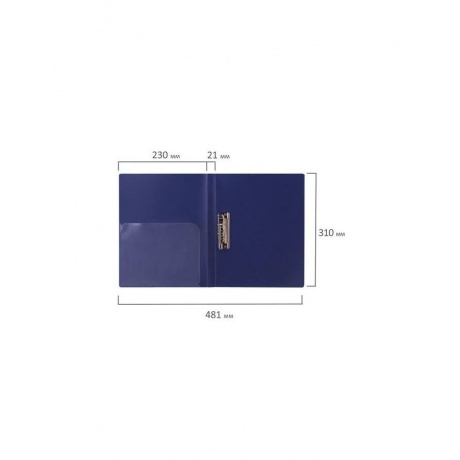 Папка с боковым металлическим прижимом и внутренним карманом BRAUBERG Диагональ, темно-синяя, до 100 листов, 0,6 мм, 221357, (8 шт.) - фото 9
