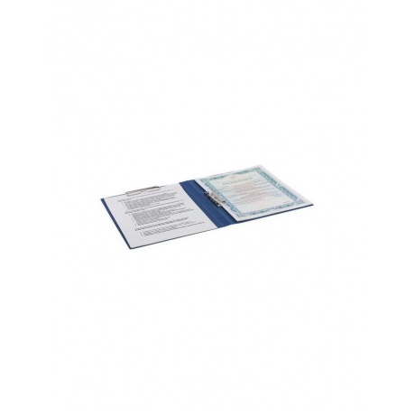 Папка с 2-мя металлическими прижимами BRAUBERG стандарт, синяя, до 100 листов, 0,6 мм, 221625, (4 шт.) - фото 8