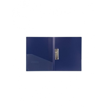 Папка с боковым металлическим прижимом и внутренним карманом BRAUBERG Contract, синяя, до 100 л., 0,7 мм, 221787, (10 шт.) - фото 3