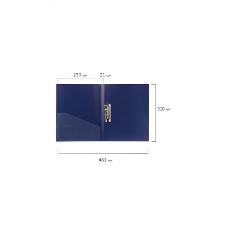 Папка с боковым металлическим прижимом и внутренним карманом BRAUBERG Contract, синяя, до 100 л., 0,7 мм, 221787, (10 шт.) - фото 8