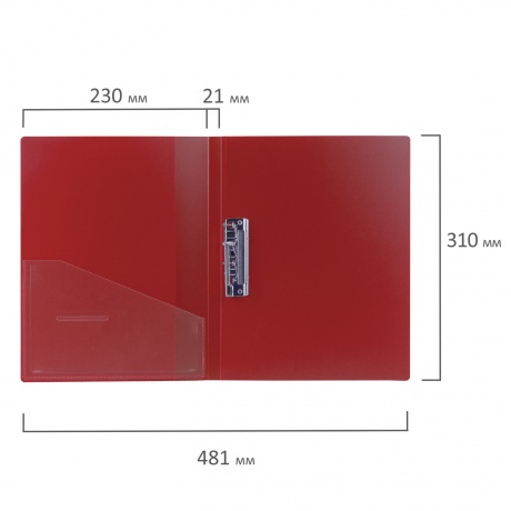 Папка с боковым металлическим прижимом и внутренним карманом BRAUBERG Contract, красная, до 100 л., 0,7 мм, 221788 - фото 8