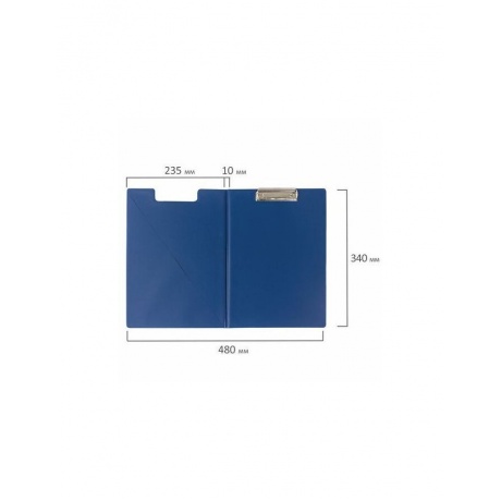 Папка-планшет BRAUBERG, А4 (340х240 мм), с прижимом и крышкой, картон/ПВХ, синяя, 221489 - фото 5