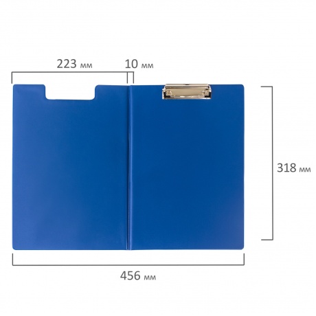 229558, Папка-планшет STAFF, А4 (318х228 мм), с прижимом и крышкой, картон/ПВХ, СИНЯЯ, 229558 - фото 6