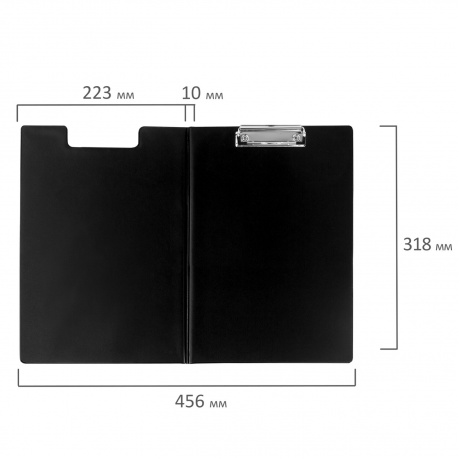 229557, Папка-планшет STAFF, А4 (318х228 мм), с прижимом и крышкой, картон/ПВХ, ЧЕРНАЯ, 229557 - фото 6
