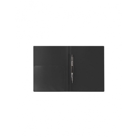 Папка с металлическим скоросшивателем и внутренним карманом BRAUBERG диагональ, черная, до 100 листов, 0,6 мм, 221351, (8 шт.) - фото 3