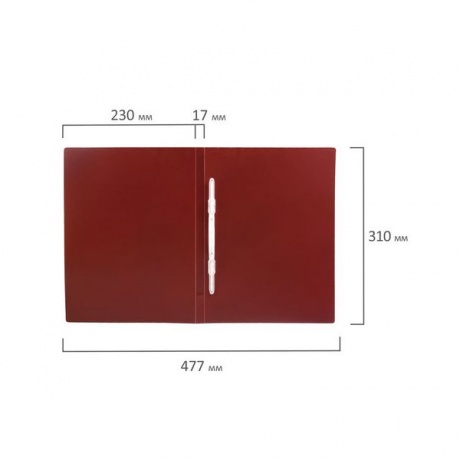 Папка с пластиковым скоросшивателем BRAUBERG Office, красная, до 100 листов, 0,5 мм, 222643, (12 шт.) - фото 8