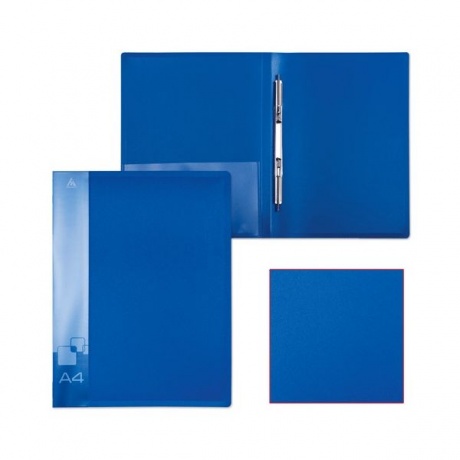 Папка с металлическим скоросшивателем и внутренним карманом БЮРОКРАТ, синяя, до 100 листов, 0,7 мм, PZ07Pblue - фото 1