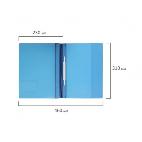 Скоросшиватель пластиковый DURABLE (Германия), А4+ (310х240 мм), 280 мкм, карман для визитки, синий, 2680-06 - фото 7