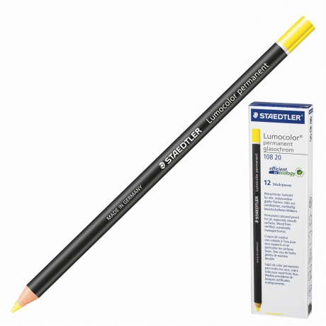 Маркер-карандаш сухой перманентный для любой поверхности STAEDTLER, ЖЕЛТЫЙ, 4,5 мм, 108 20-1 - фото 1