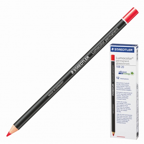 Маркер-карандаш сухой перманентный для любой поверхности STAEDTLER, КРАСНЫЙ, 4,5 мм, 108 20-2 - фото 1