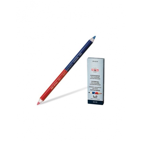 Карандаш двухцветный утолщённый KOH-I-NOOR, 1 шт., красно-синий, грифель 3,8 мм, картонная упаковка, 34230EG006KS, (12 шт.) - фото 1