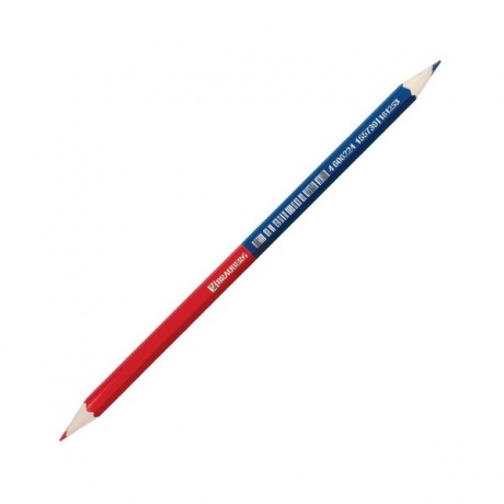 Карандаш двухцветный красно-синий, BRAUBERG, заточенный, грифель 2,9 мм, 181253, (24 шт.) - фото 1