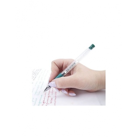 Ручка гелевая с грипом STAFF, ЗЕЛЕНАЯ, корпус прозрачный, узел 0,5 мм, линия письма 0,35 мм, GP171, (36 шт.) - фото 8
