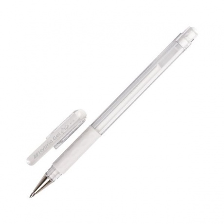 Ручка гелевая с грипом PENTEL (Япония) Hybrid Gel Grip, БЕЛАЯ, узел 0,8 мм, линия письма 0,4 мм, K118-LW - фото 1