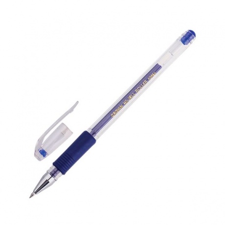 Ручка гелевая CROWN Hi-Jell Grip, СИНЯЯ, узел 0,5 мм, линия письма 0,35 мм, HJR-500R, (24 шт.) - фото 1