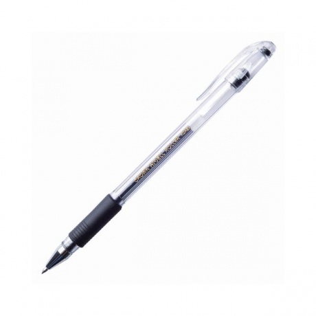 Ручка гелевая с грипом CROWN Hi-Jell Grip, ЧЕРНАЯ, узел 0,5 мм, линия письма 0,35 мм, HJR-500R, (24 шт.) - фото 1