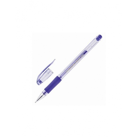 Ручка гелевая с грипом CROWN Hi-Jell Needle Grip, СИНЯЯ, узел 0,7 мм, линия письма 0,5 мм, HJR-500RNB, (24 шт.) - фото 1