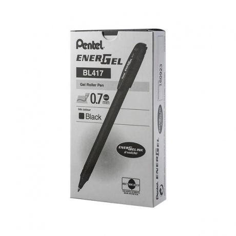Ручка гелевая PENTEL (Япония) Energel, ЧЕРНАЯ, корпус черный, узел 0,7мм, линия 0,35мм, (12 шт.)  - фото 5