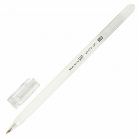 Ручка гелевая BRAUBERG Art Classic, БЕЛАЯ, корпус тонированный белый, узел 1 мм, линия письма 0,5 мм, 143418 (24 шт.) - фото 1