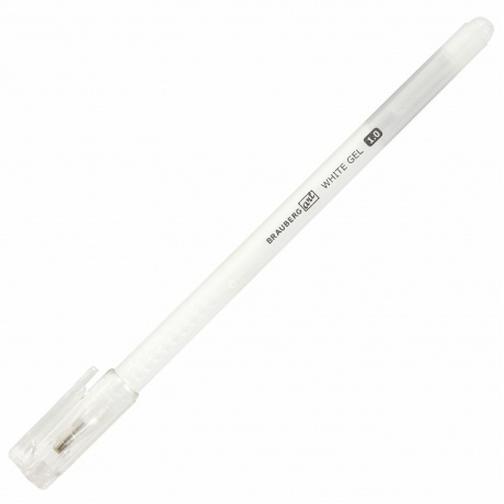 Ручка гелевая BRAUBERG Art Classic, БЕЛАЯ, корпус тонированный белый, узел 1 мм, линия письма 0,5 мм, 143418 (24 шт.) - фото 3