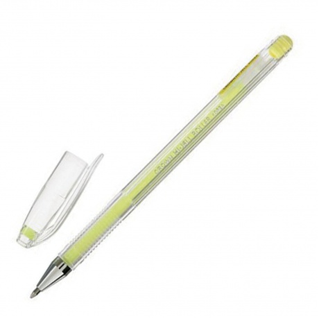 Ручка гелевая CROWN &quot;Hi-Jell Pastel&quot;, ЖЕЛТАЯ ПАСТЕЛЬ, узел 0,8 мм, линия письма 0,5 мм, HJR-500P (12 шт.) - фото 1