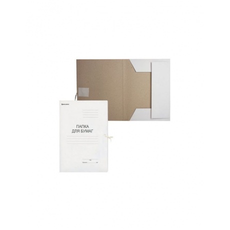 Папка для бумаг с завязками картонная BRAUBERG, гарантированная плотность 280 г/м2, до 200 л., 122292, (100 шт.) - фото 1