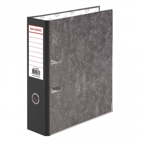 Папка-регистратор BRAUBERG, фактура стандарт, с мраморным покрытием, 80 мм, черный корешок, 220987 - фото 1