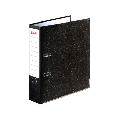 Папка-регистратор STAFF с мраморным покрытием, 50 мм, с уголком, черный корешок, 227186 - фото 1
