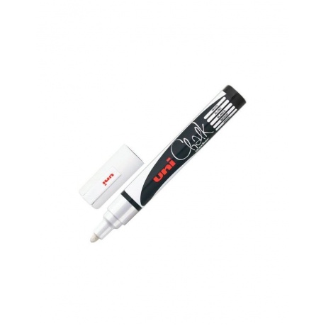Маркер меловой UNI Chalk, 1,8-2,5 мм, БЕЛЫЙ, влагостираемый, для гладких поверхностей, PWE-5M WHITE - фото 1