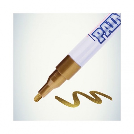 Маркер-краска лаковый (paint marker) MUNHWA Slim, 2 мм, ЗОЛОТОЙ, нитро-основа, алюминиевый корпус, SPM-07 - фото 3