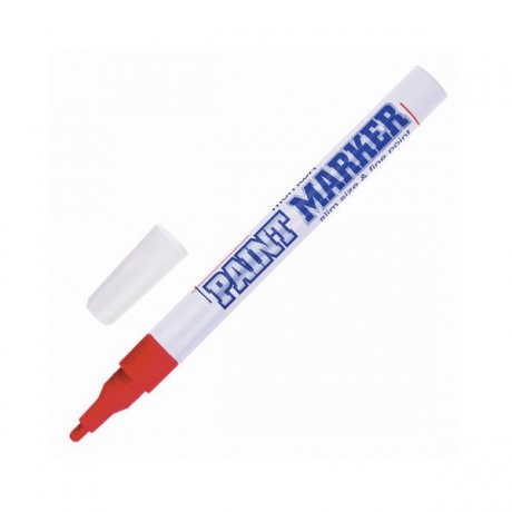 Маркер-краска лаковый (paint marker) MUNHWA Slim, 2 мм, КРАСНЫЙ, нитро-основа, алюминиевый корпус, SPM-03 - фото 1