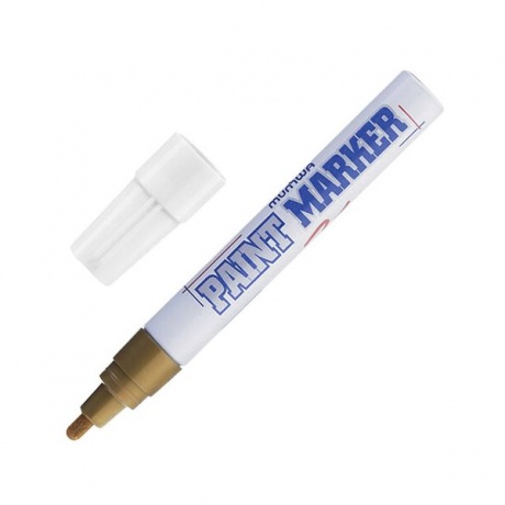 Маркер-краска лаковый (paint marker) MUNHWA, 4 мм, ЗОЛОТОЙ, нитро-основа, алюминиевый корпус, PM-07 - фото 1