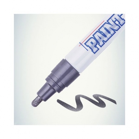 Маркер-краска лаковый (paint marker) MUNHWA, 4 мм, СЕРЕБРЯНЫЙ, нитро-основа, алюминиевый корпус, PM-06 - фото 3