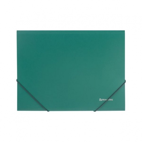 Папка на резинках BRAUBERG, стандарт, зеленая, до 300 листов, 0,5 мм, 221621, (10 шт.) - фото 2