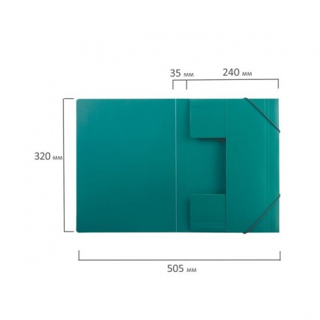 Папка на резинках BRAUBERG, стандарт, зеленая, до 300 листов, 0,5 мм, 221621, (10 шт.) - фото 8
