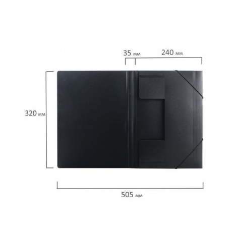 Папка на резинках BRAUBERG, стандарт, черная, до 300 листов, 0,5 мм, 221624, (10 шт.) - фото 8